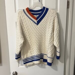 J.ING OVERSIZED Blue and Orange Cable Knit Sweater